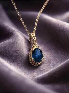 Freida Rothman Family Custom Blue Topaz Pendant Necklace
